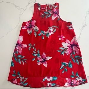 PINK ROSE red floral sleeveless top size small